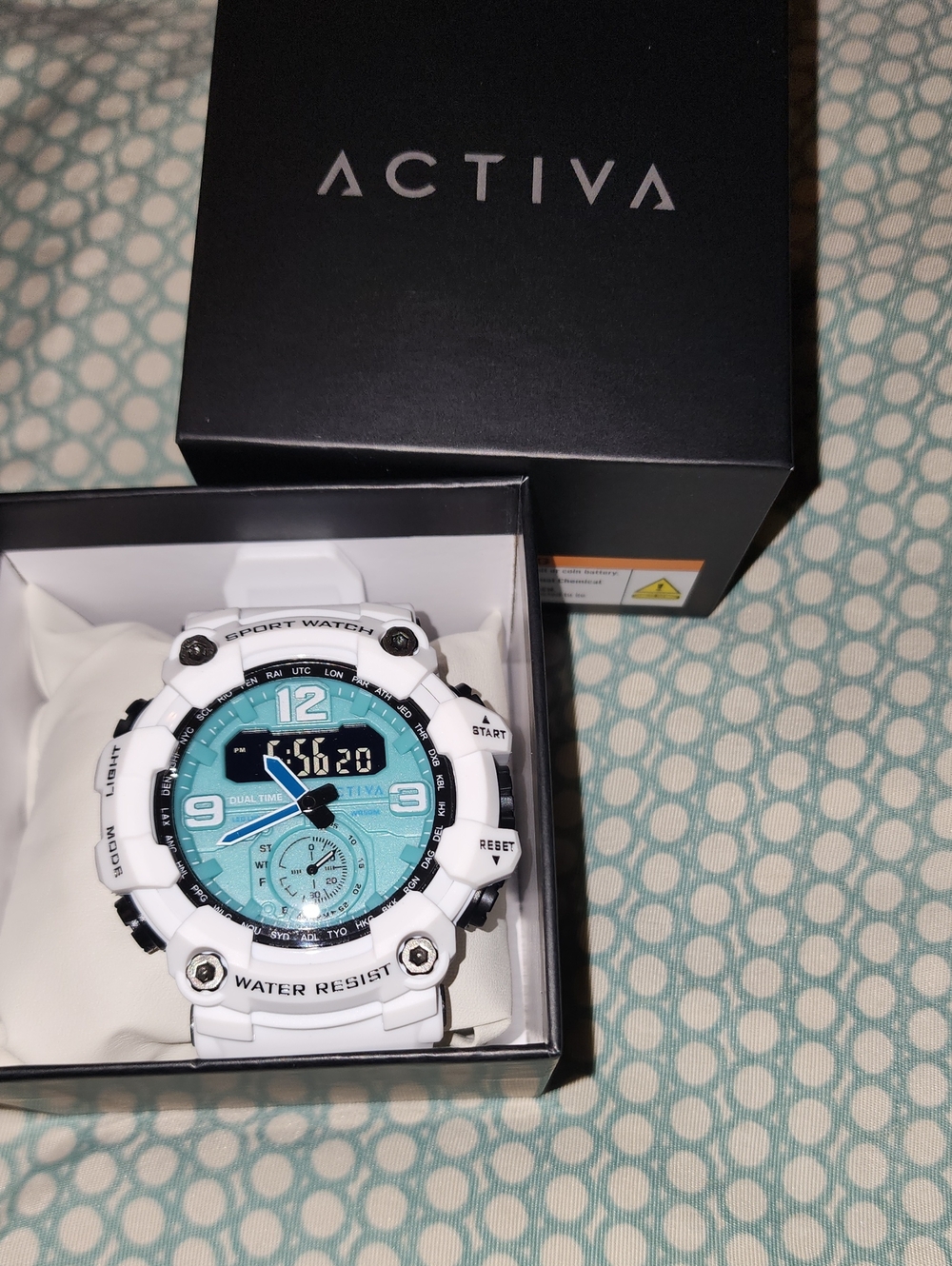 Ativa X Invicta White & Turquoise Dual Display Sport Watch
